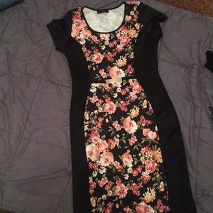 Black and floral illusion dress